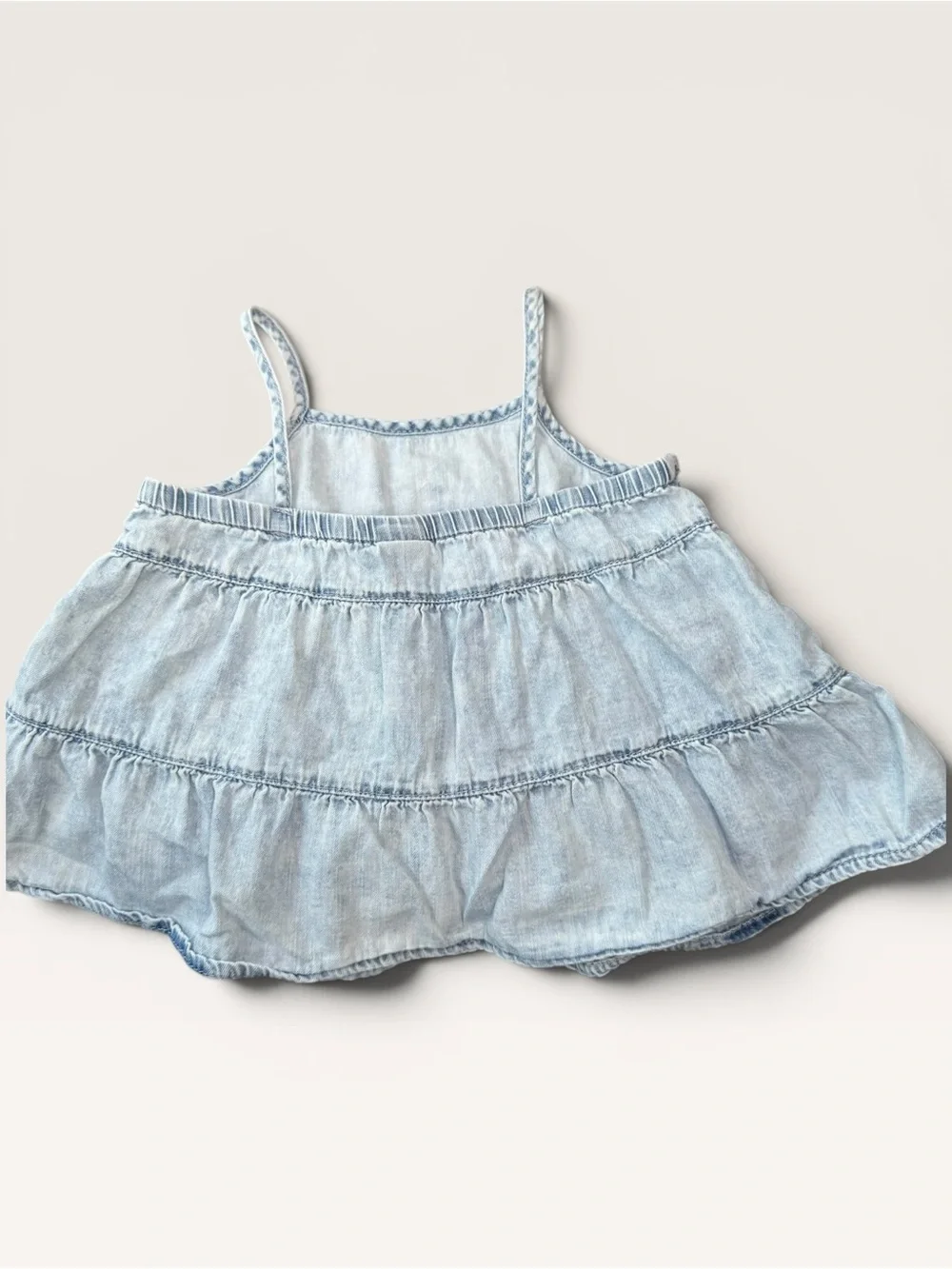 NWOT BabyGAP Infant Light Blue Denim Spaghetti Strap Top, 12-18M, Organic Cotton - Picture 3 of 4